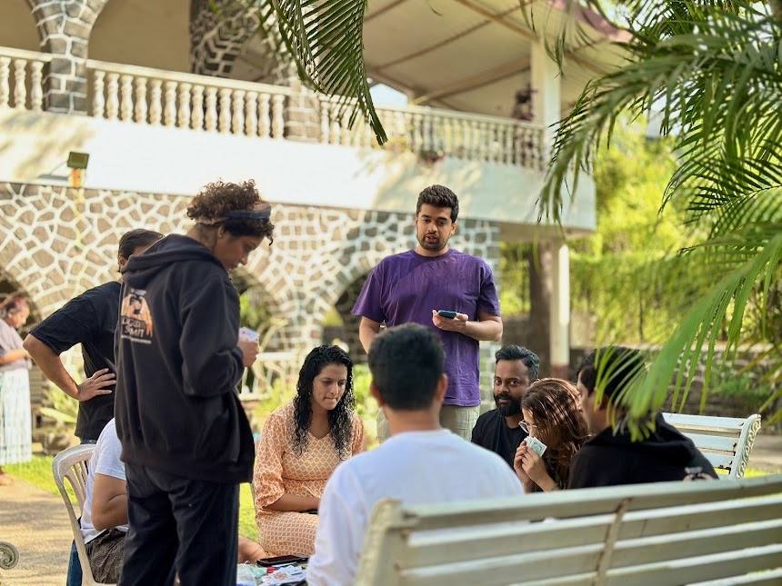 Outdoor seating and garden at Eternelle Bungalow Lonavala